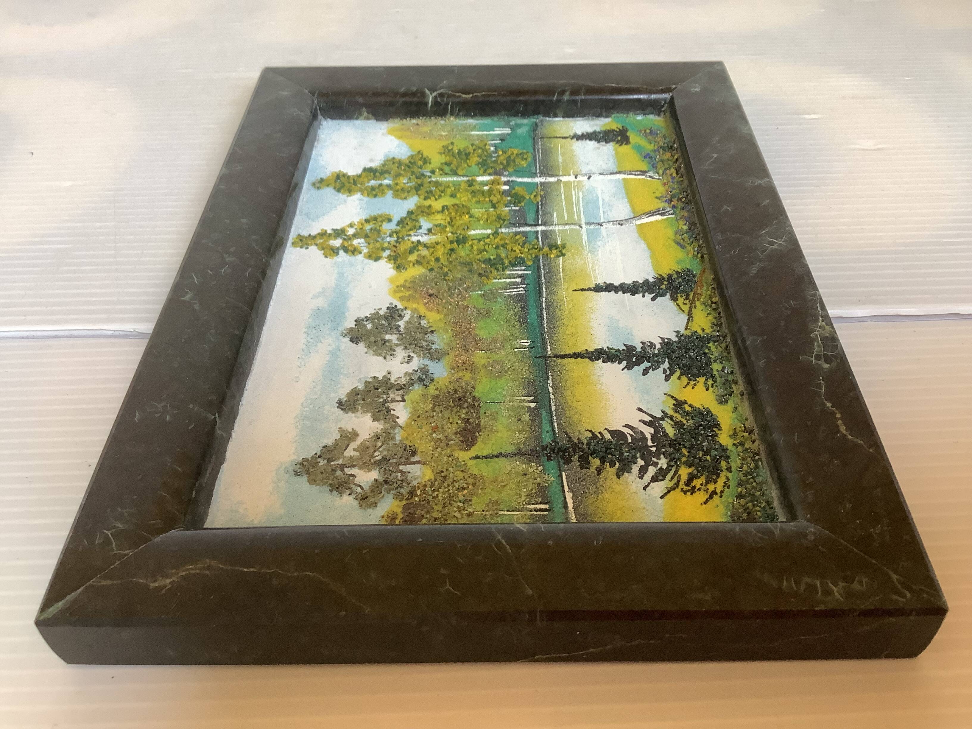 Petit tableau paysage de forêt marbre russe