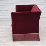 1970s, Danish 2-seater sofa, cherry-red furniture velour.