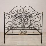 Antique wrought iron double bed, Italy 19th century