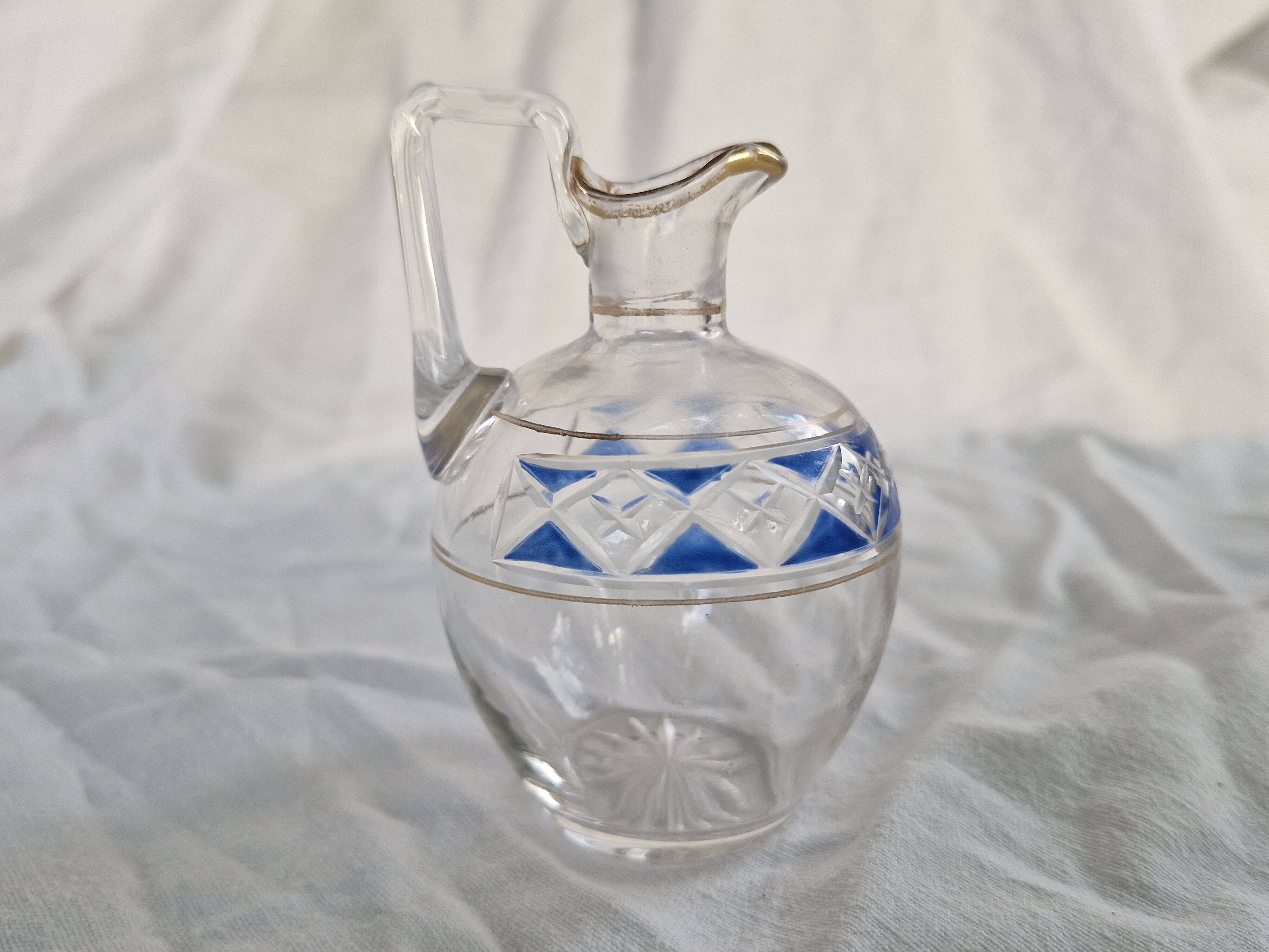 3 Antique Pieces Cut Crystal, Enameled - Early 20th Century