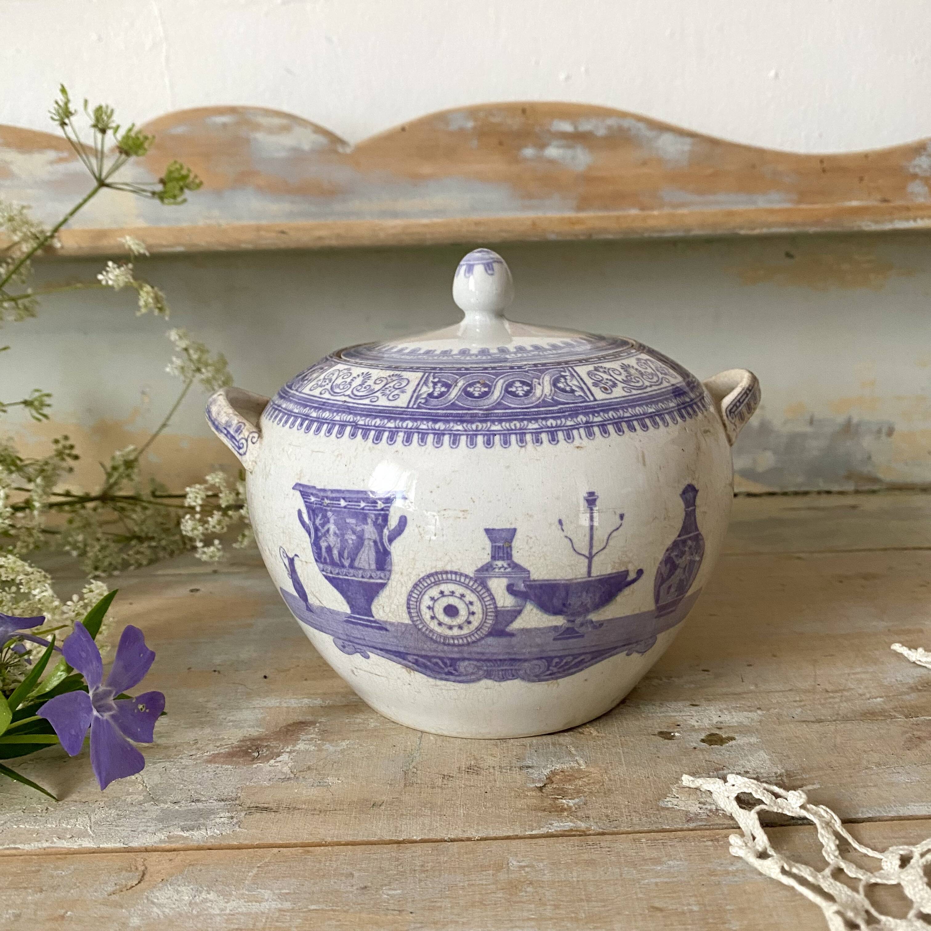 Purple ironstone sugar bowl