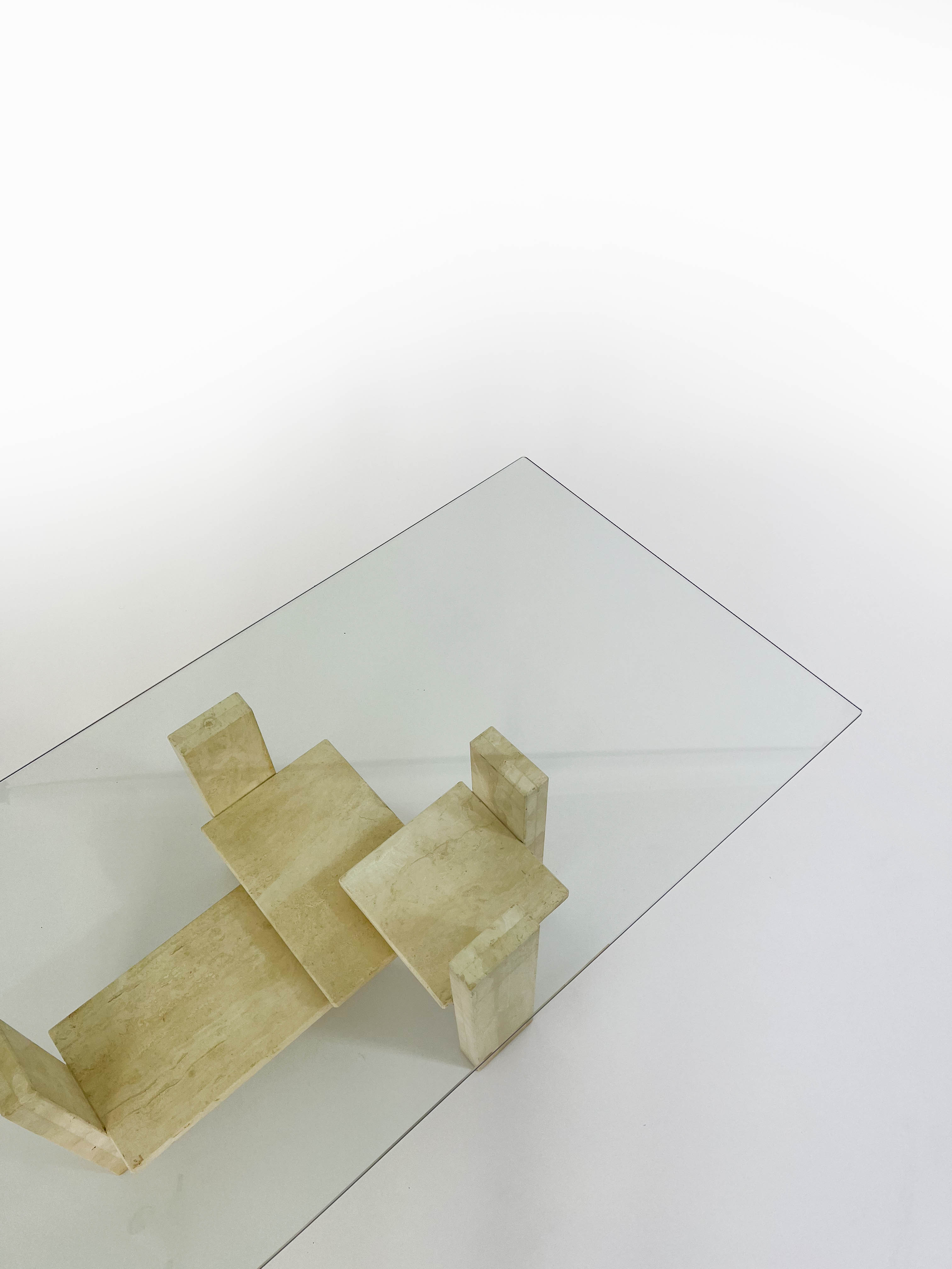 Travertine coffee table by Willy Ballez