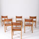 Chaises marron en cuir et bois, 1970s