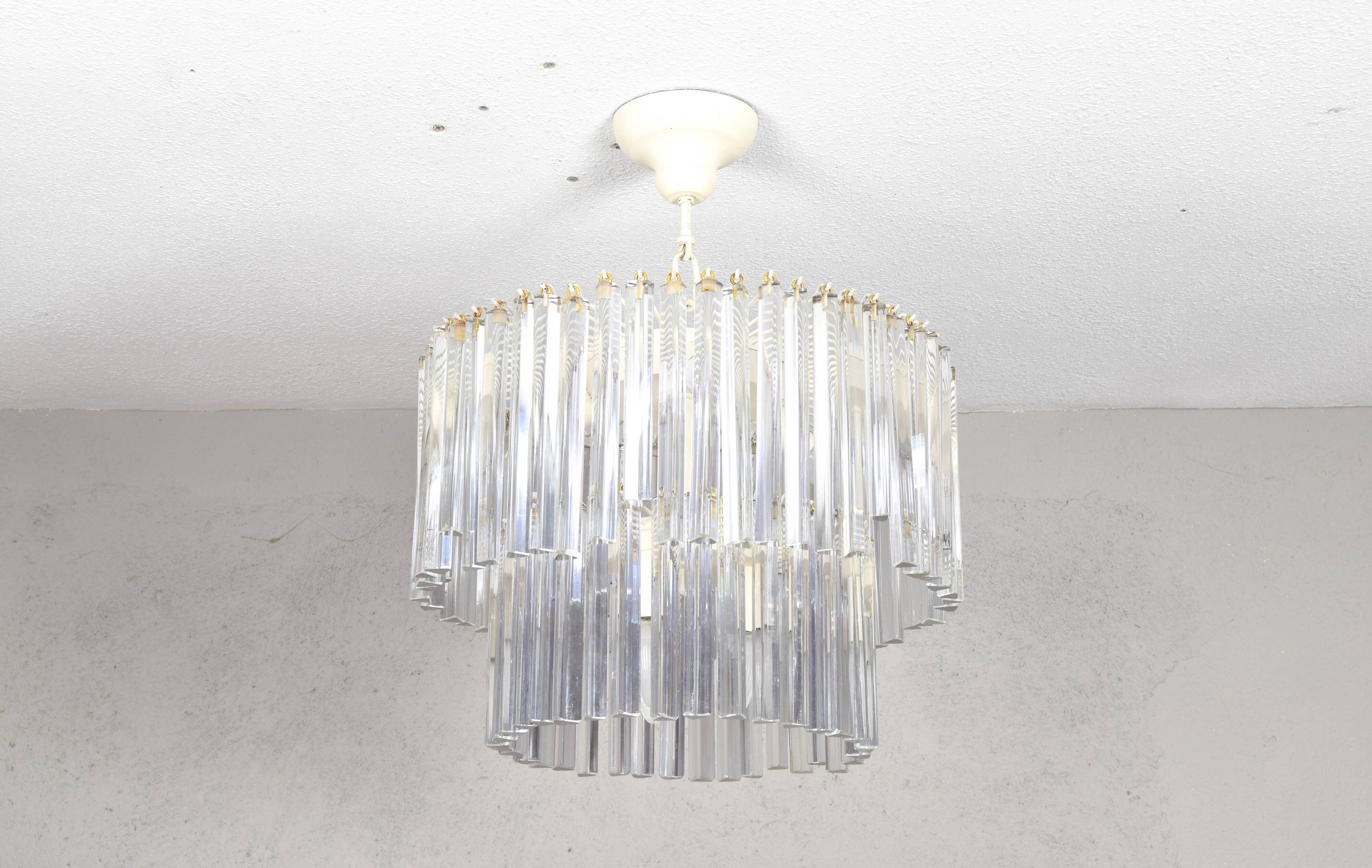 Lustre en verre années 60 venini mid century italien moderne triedri murano