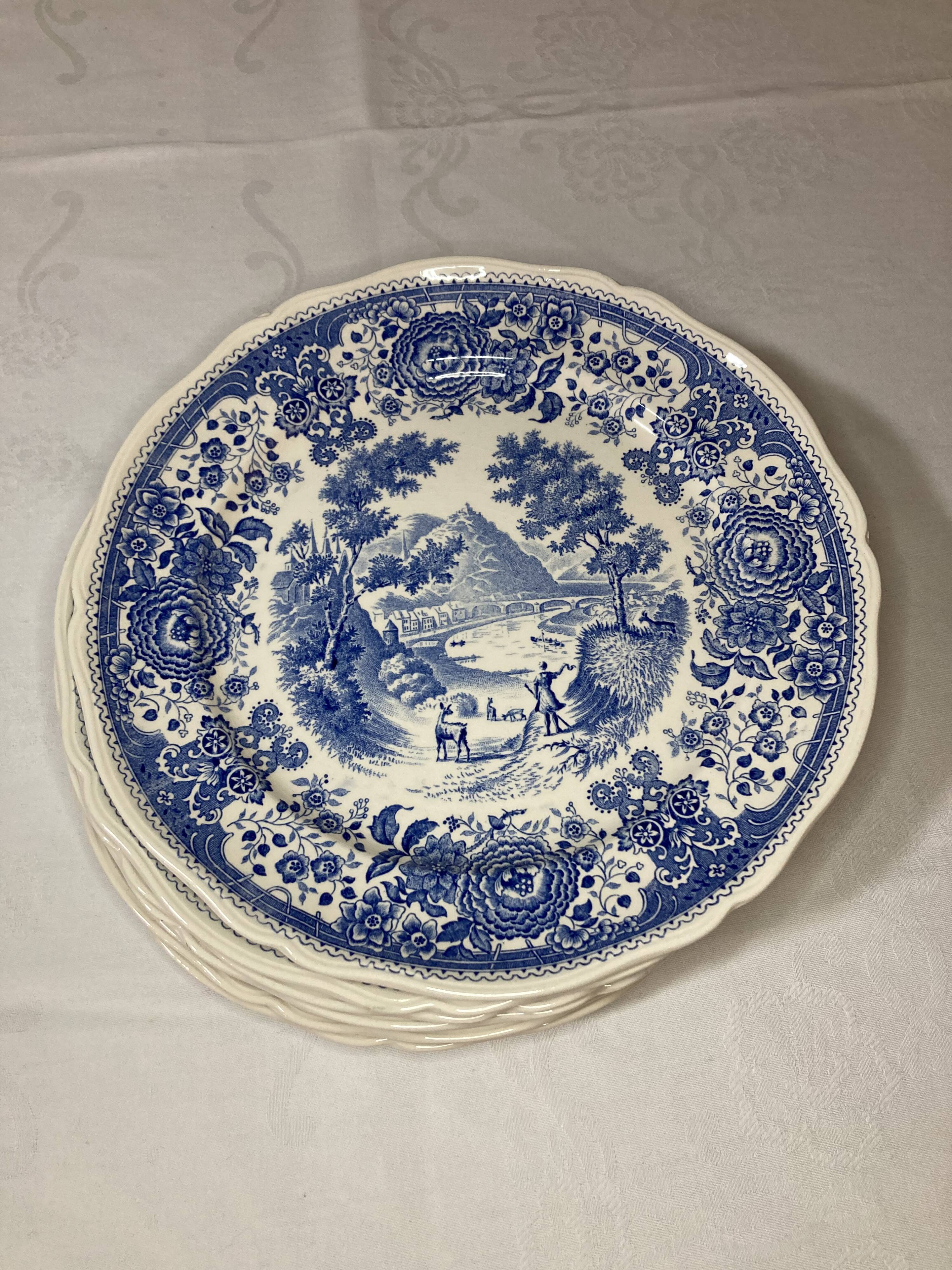 Assiette Vintage Villeroy & Boch Série Strasbourg Bleu - En Faïence, Bon état Pour Collection Ou Usage