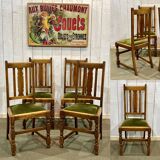 Set of 4 English oak chairs from the 1930s