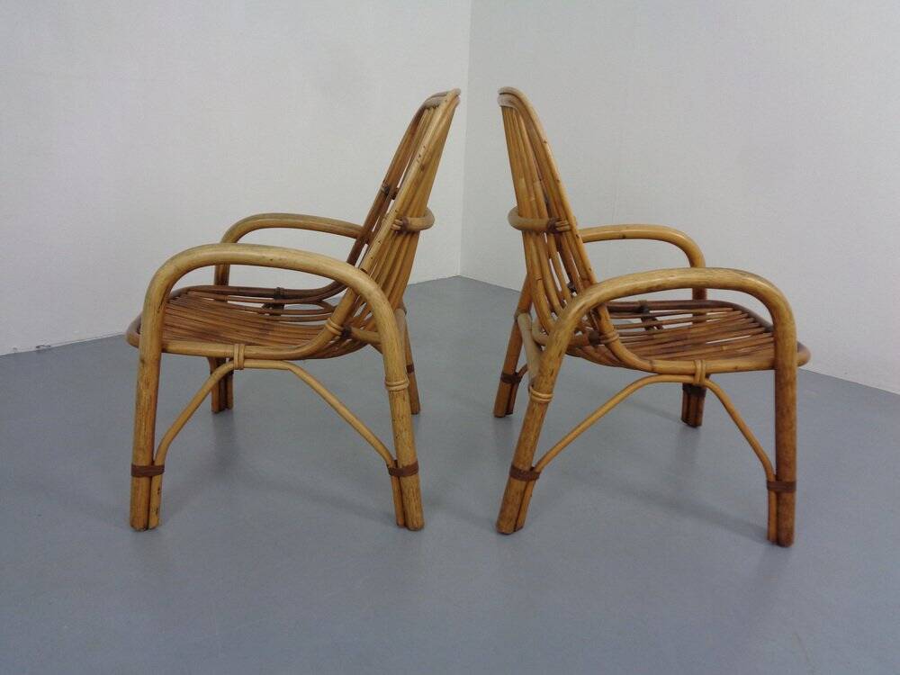 Set of Italian Bamboo Armchairs, 1970s