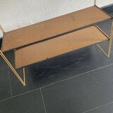 Vintage 1960 String wall shelf in gold wood - 60 x 50 cm