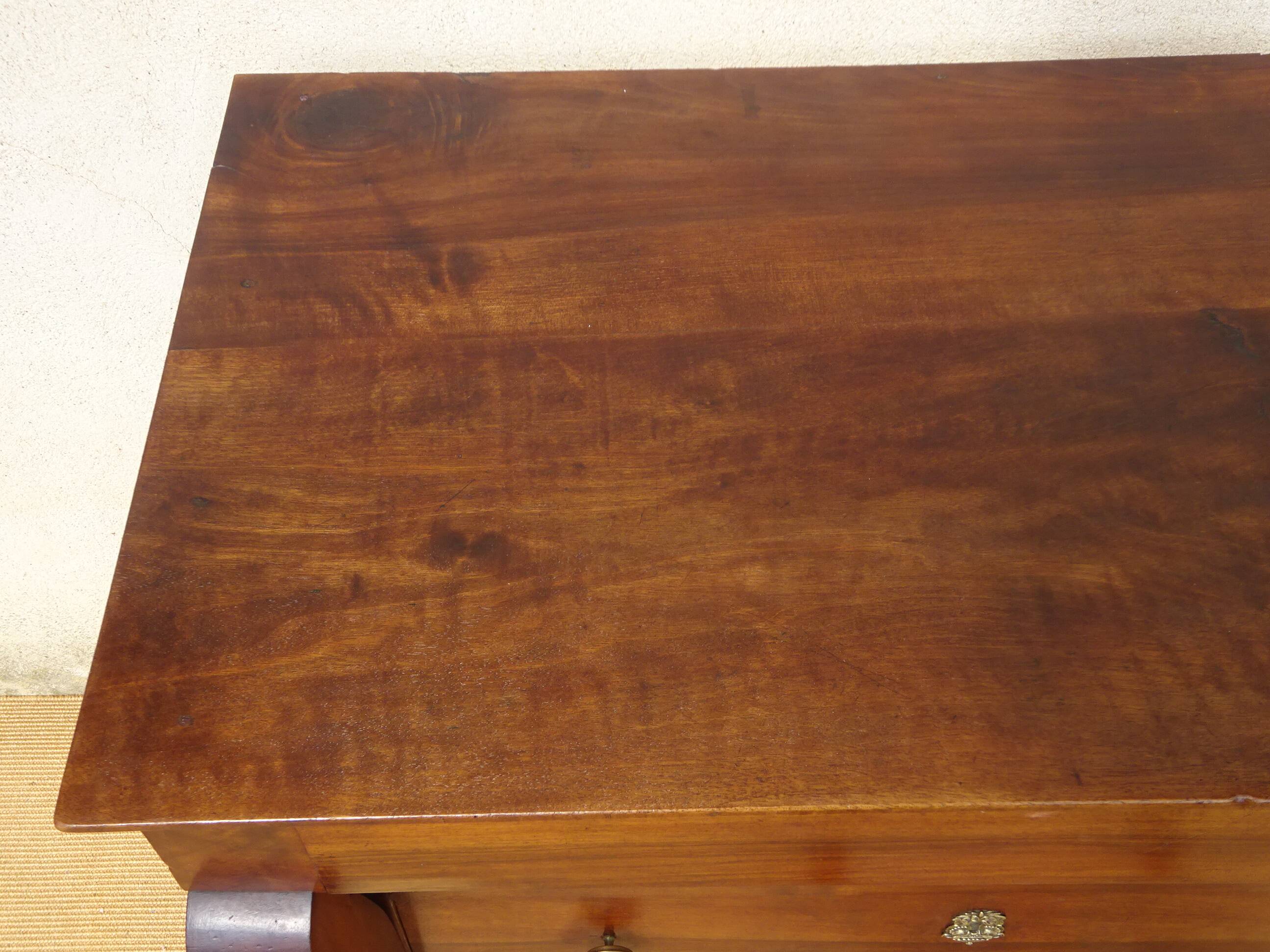 Antique solid walnut chest of drawers with scrolls