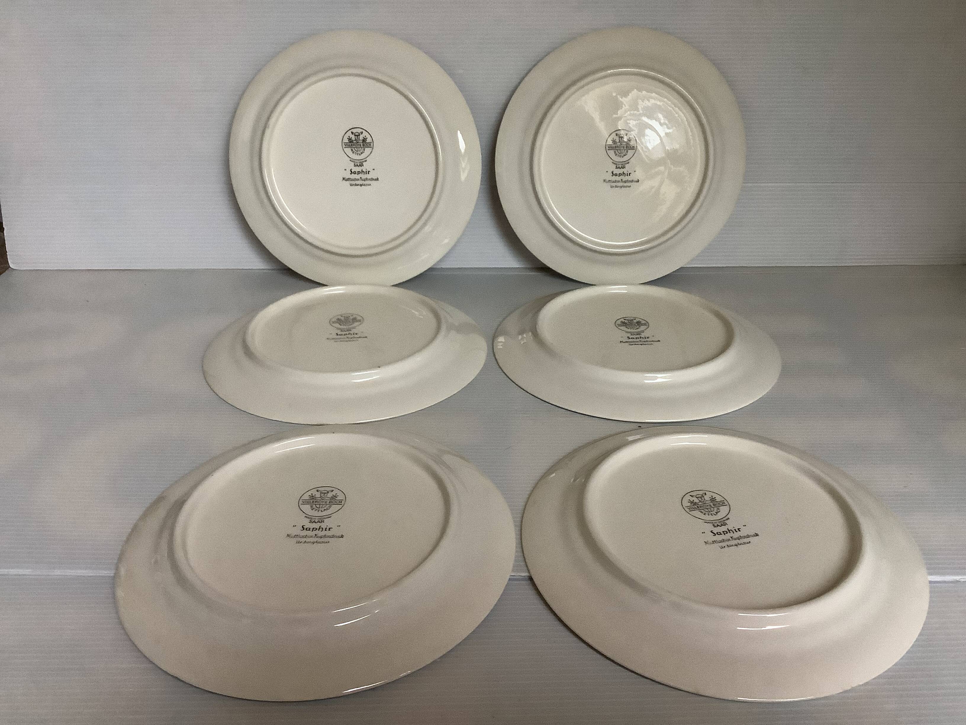 Six small sapphire plates from Villeroy & Boch