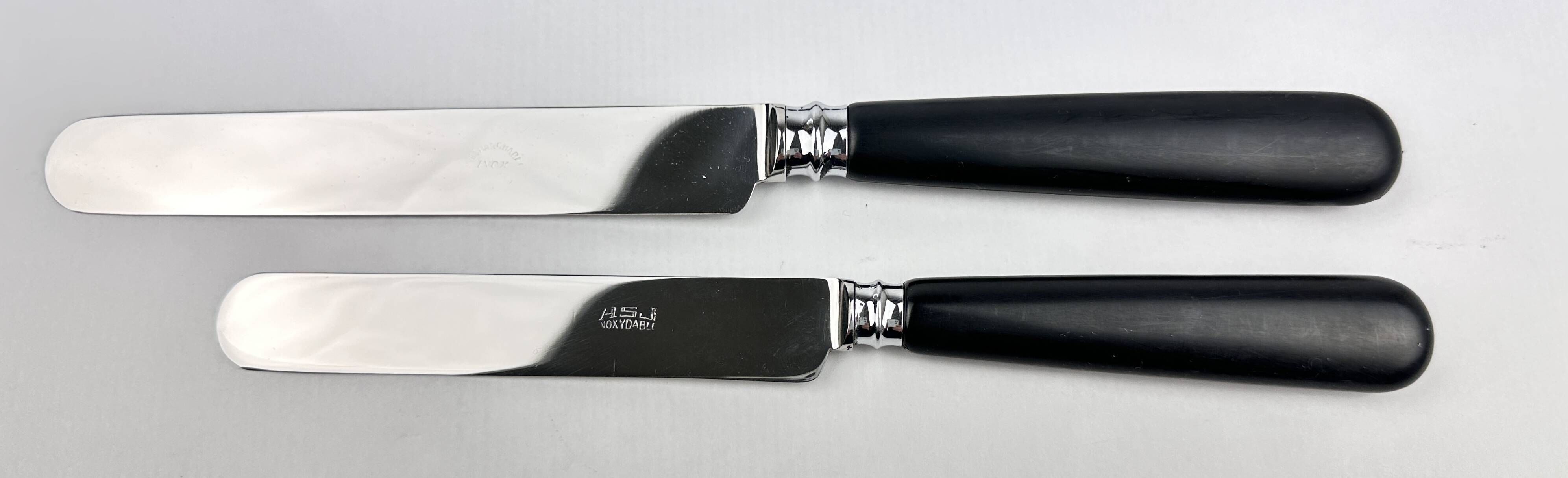 Suite De 24 Couteaux, 12 Grands, 12 à Fromage, Asj Manches Résine Noire