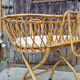 Rattan and bamboo cradle, vintage, 60s