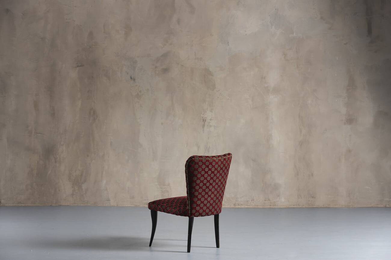 Elegant Gucci fabric upholstered chair, Italy, 1950s