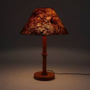 Vintage pine table or floor lamp with a shade made of real leaves.