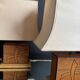 70s leather and wood pagoda lamps