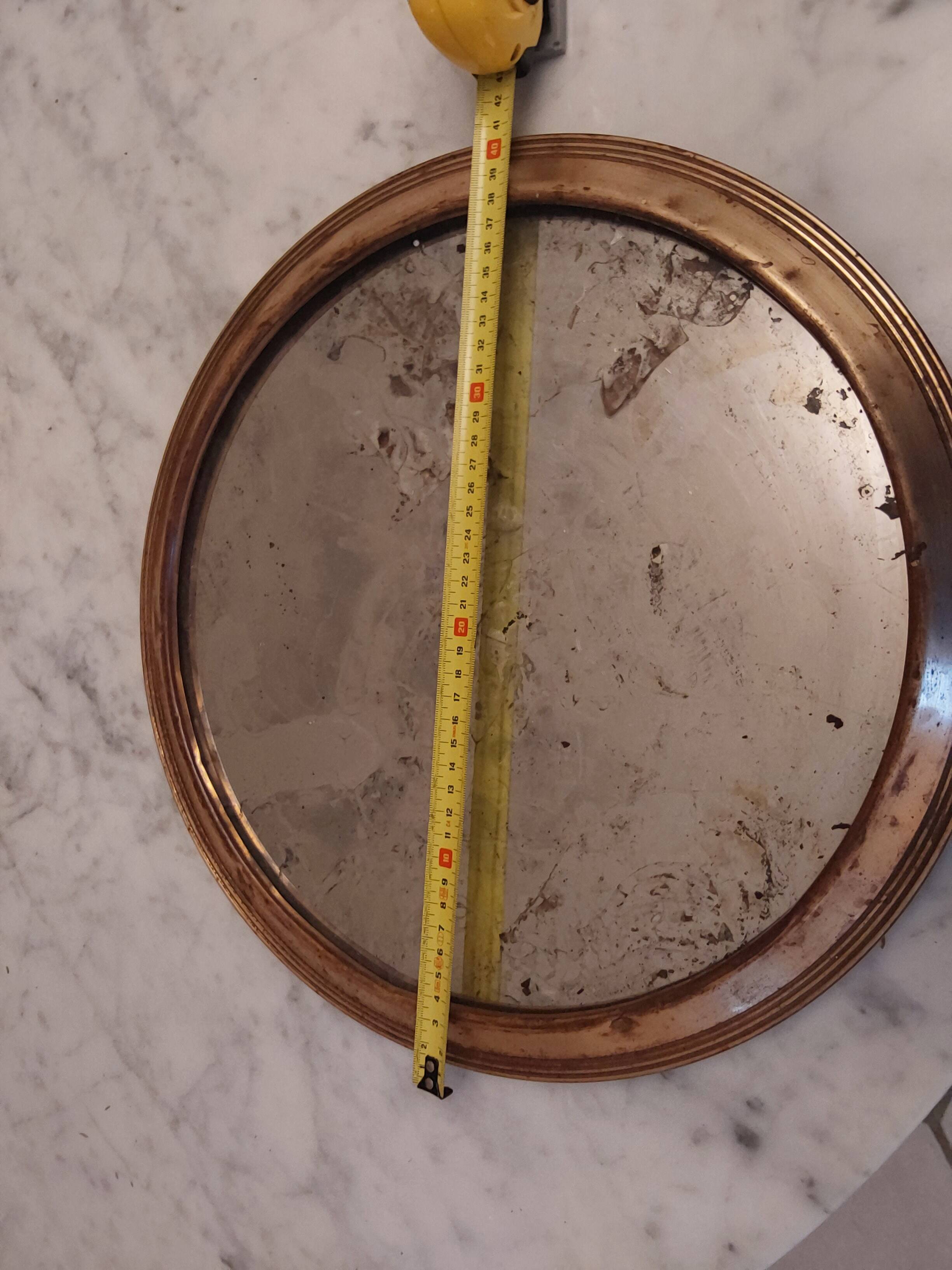 Round brass tray and mirror