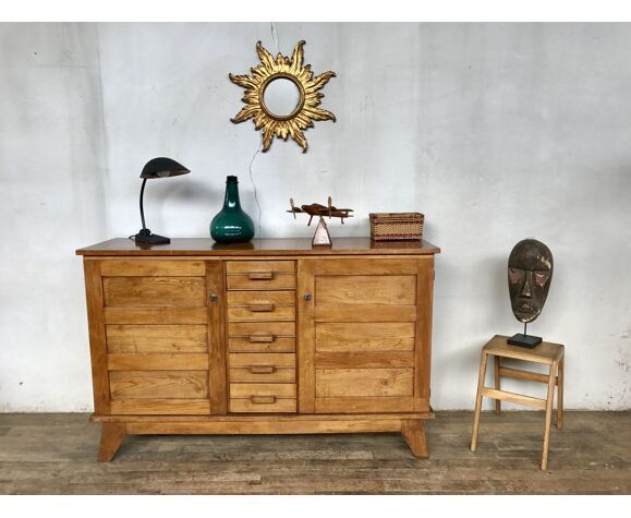 Buffet meuble de re construction René Gabriel pieds compas