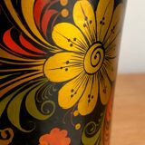 Khokhloma painted Russian wooden vase