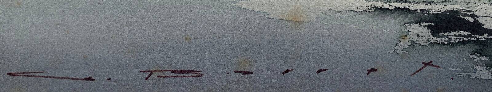 Watercolor Painting Gaston Barret (1910-1991) Marine Ar Harnog