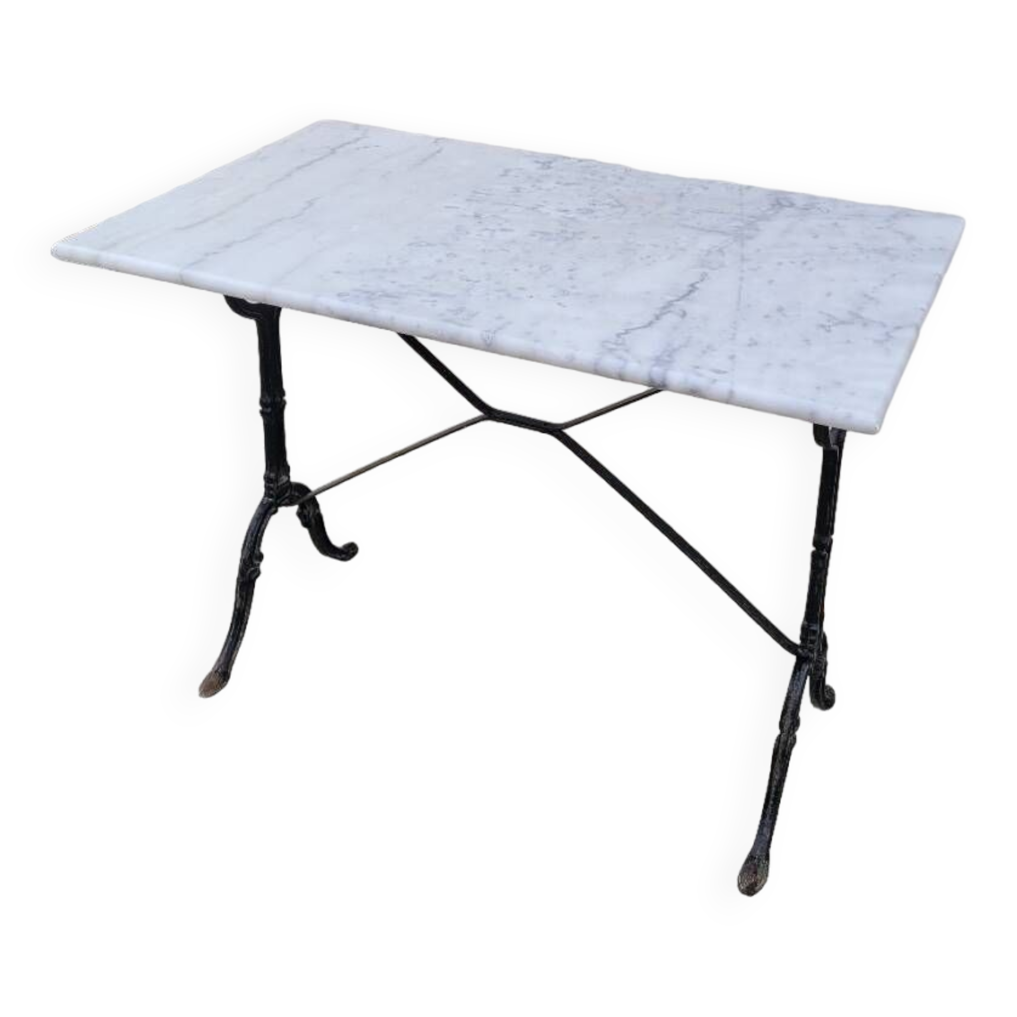 Marble and antique cast iron bistro table