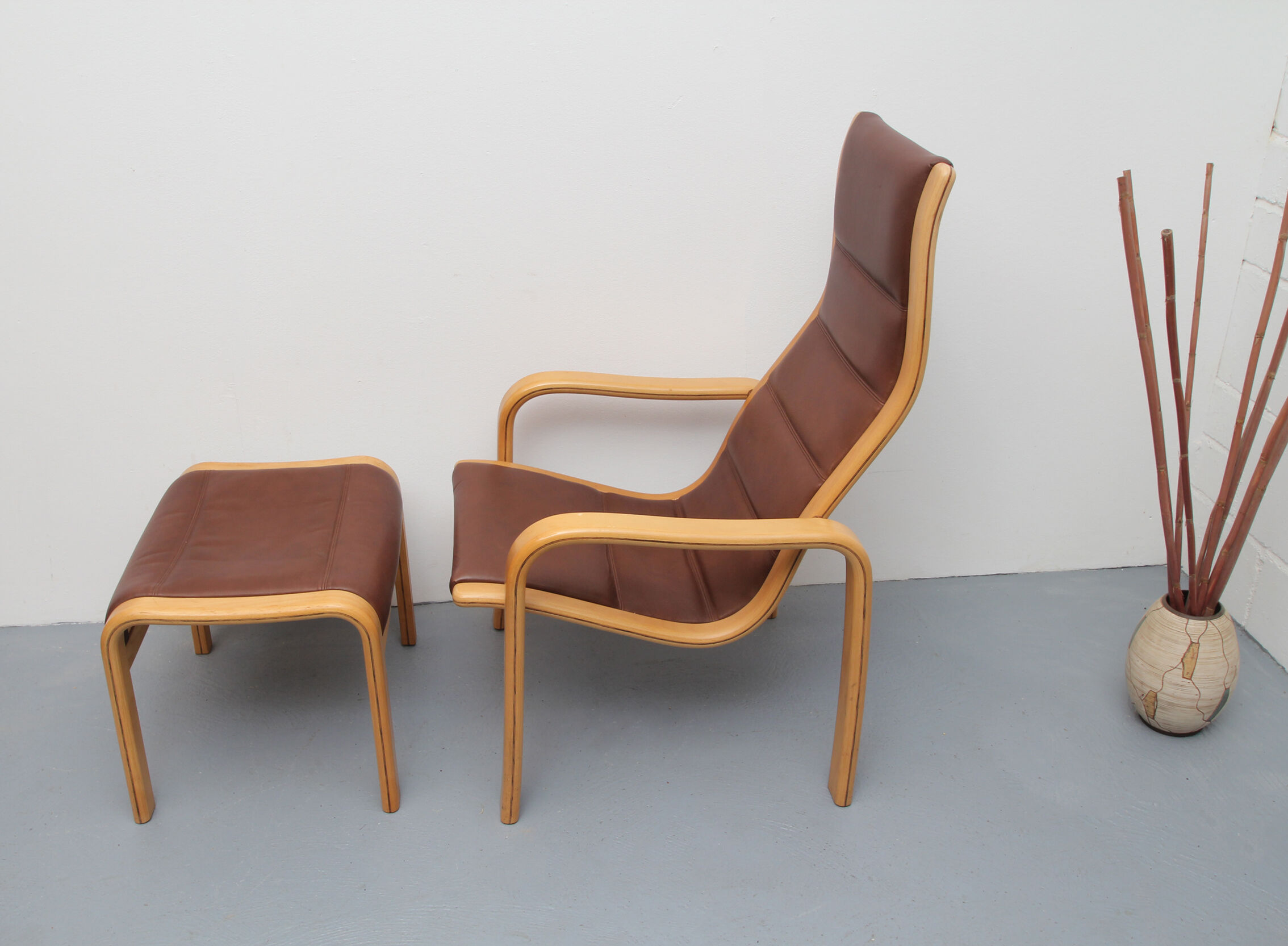 1980s relax-chair with footstool, Yngve Ekström for Swedense