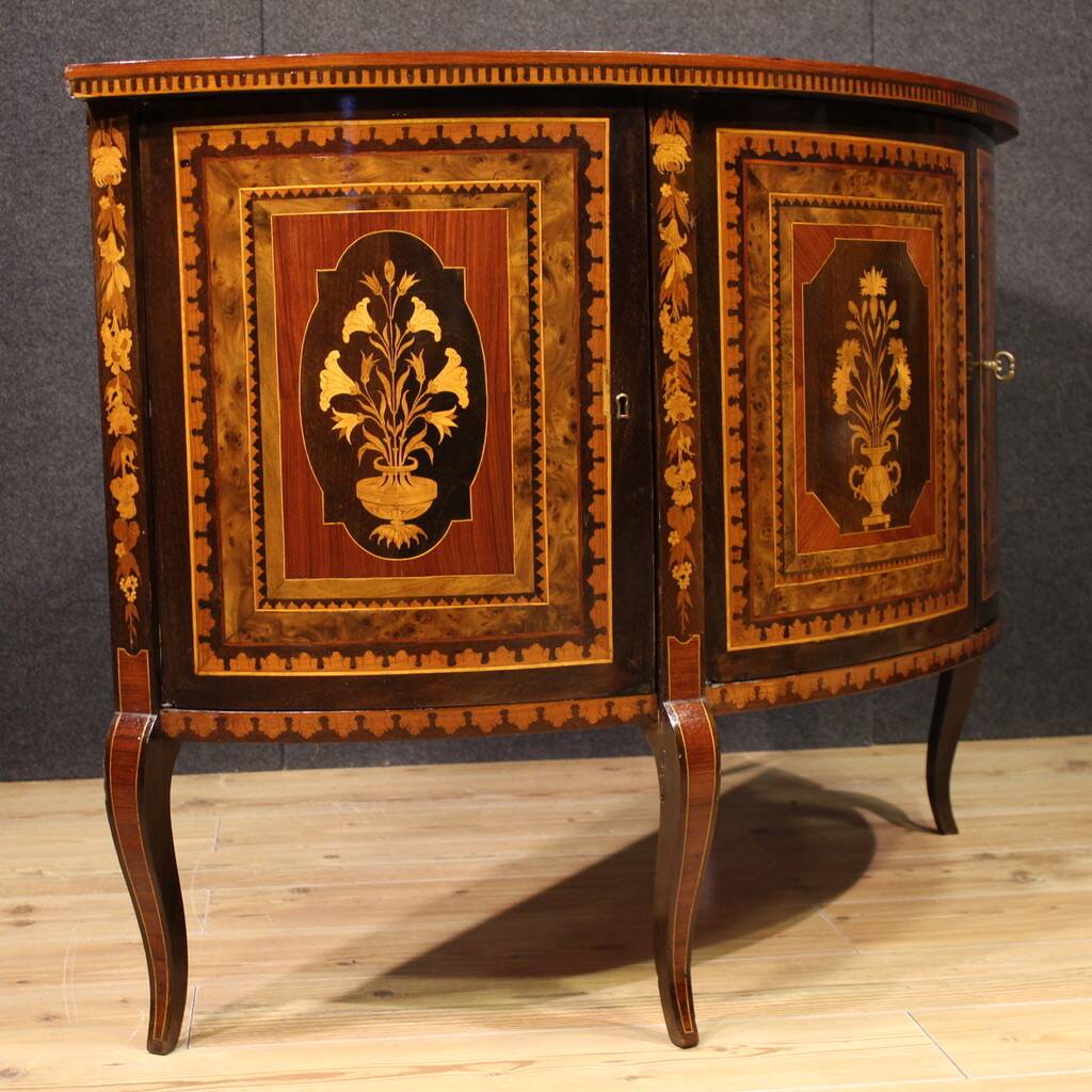 20th Century Inlaid Half Moon Sideboard
