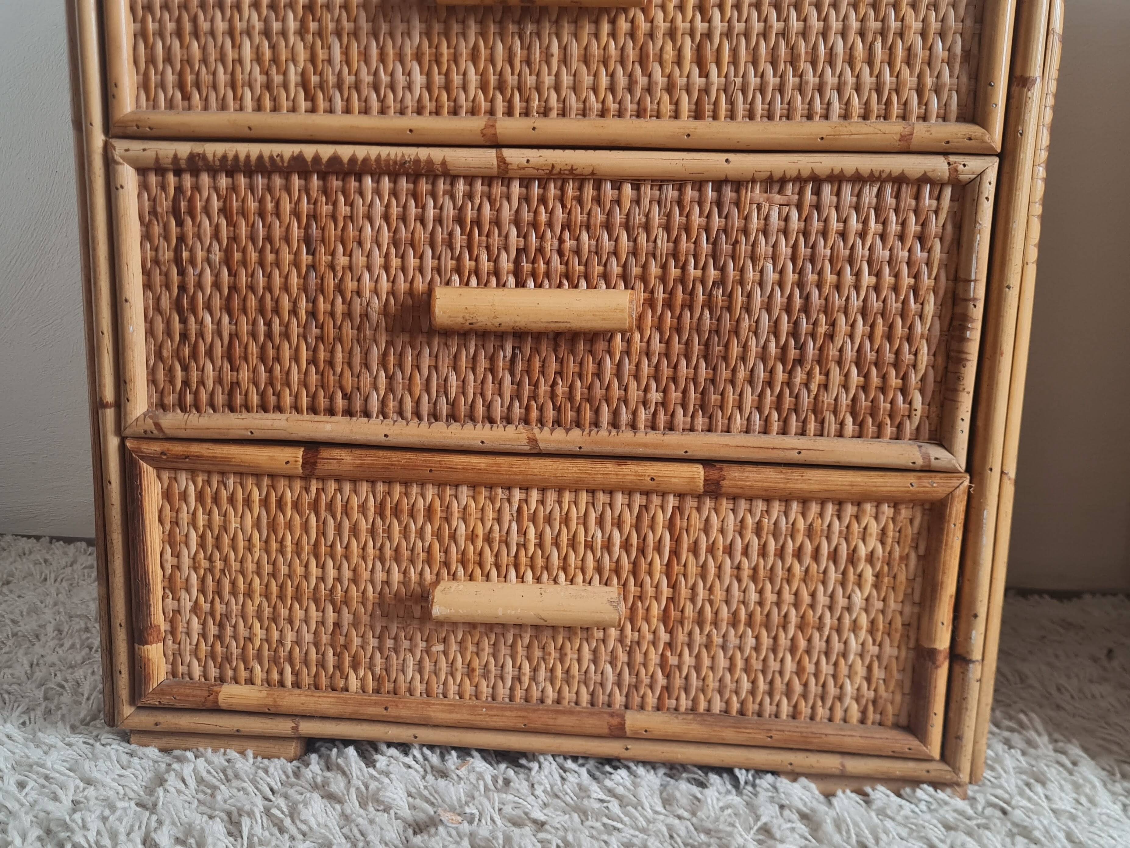 Pair of rattan bedside tables circa the 1970s.