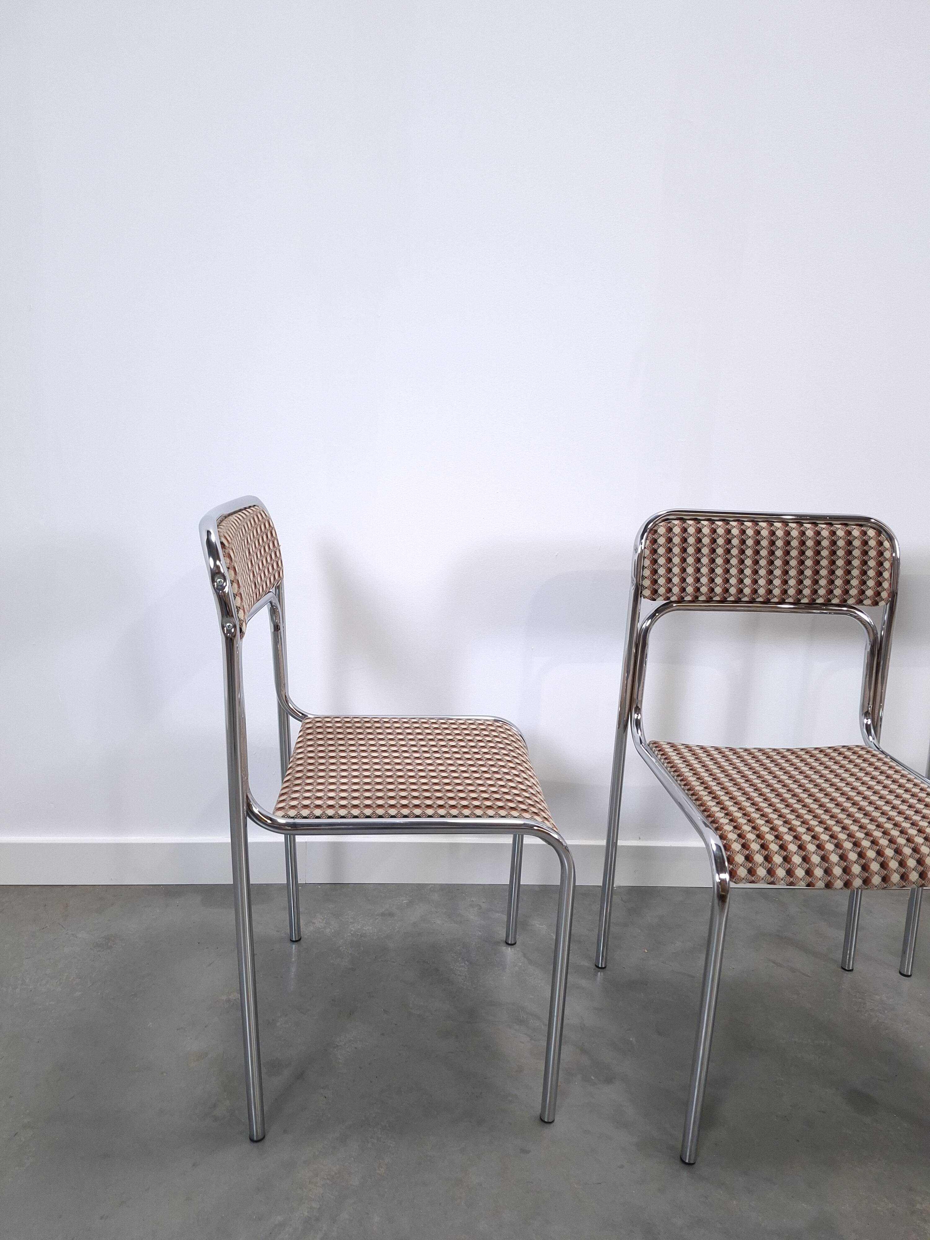Space Age set 3x Bauhaus chromen buisframe stoelen