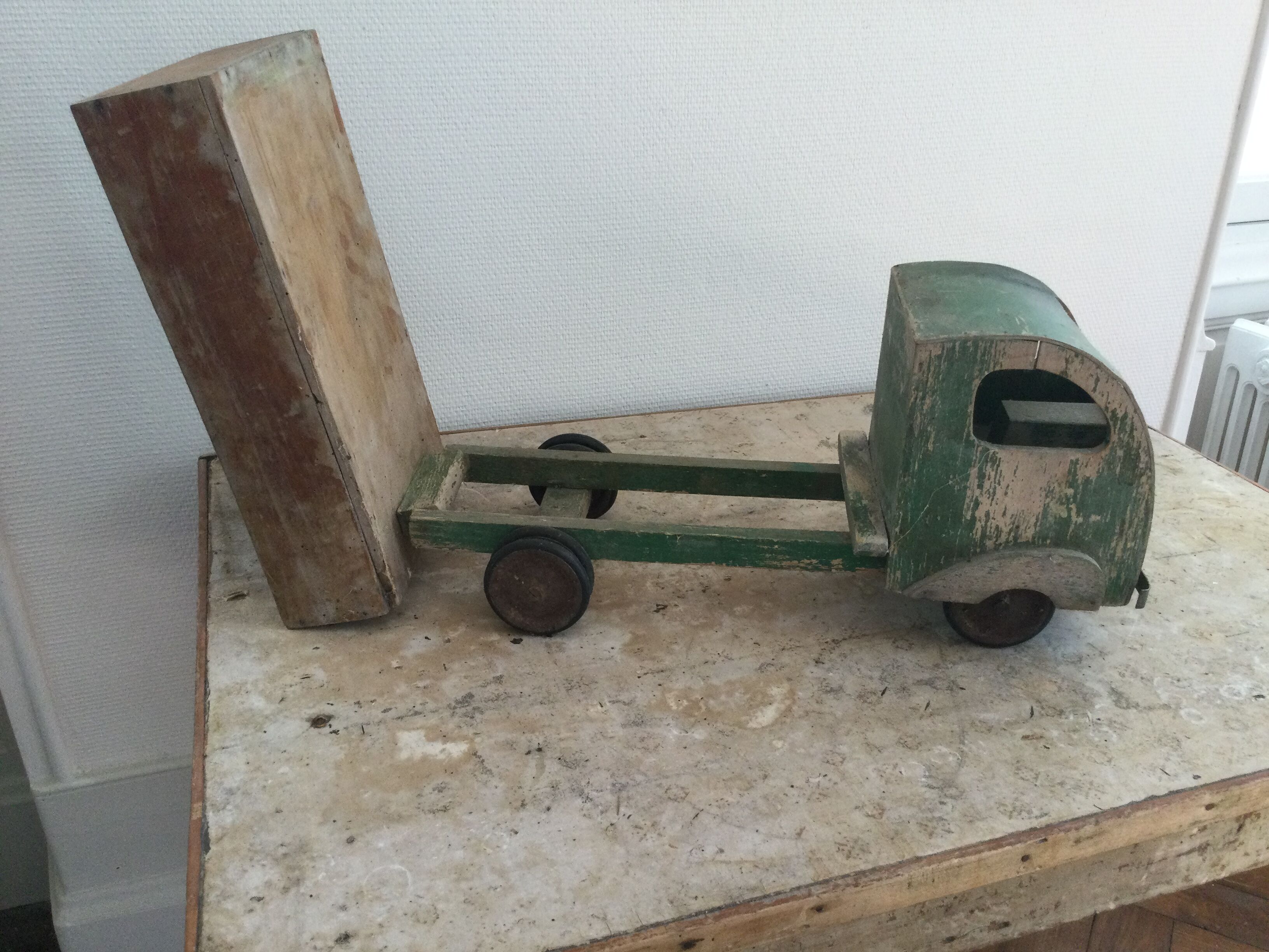 Old wooden dump truck