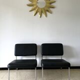 2 vintage chrome and skaï 70s chairs