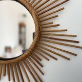 Vintage rattan sun mirror
