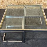 Table basse chrome & laiton 2 tables gigognes