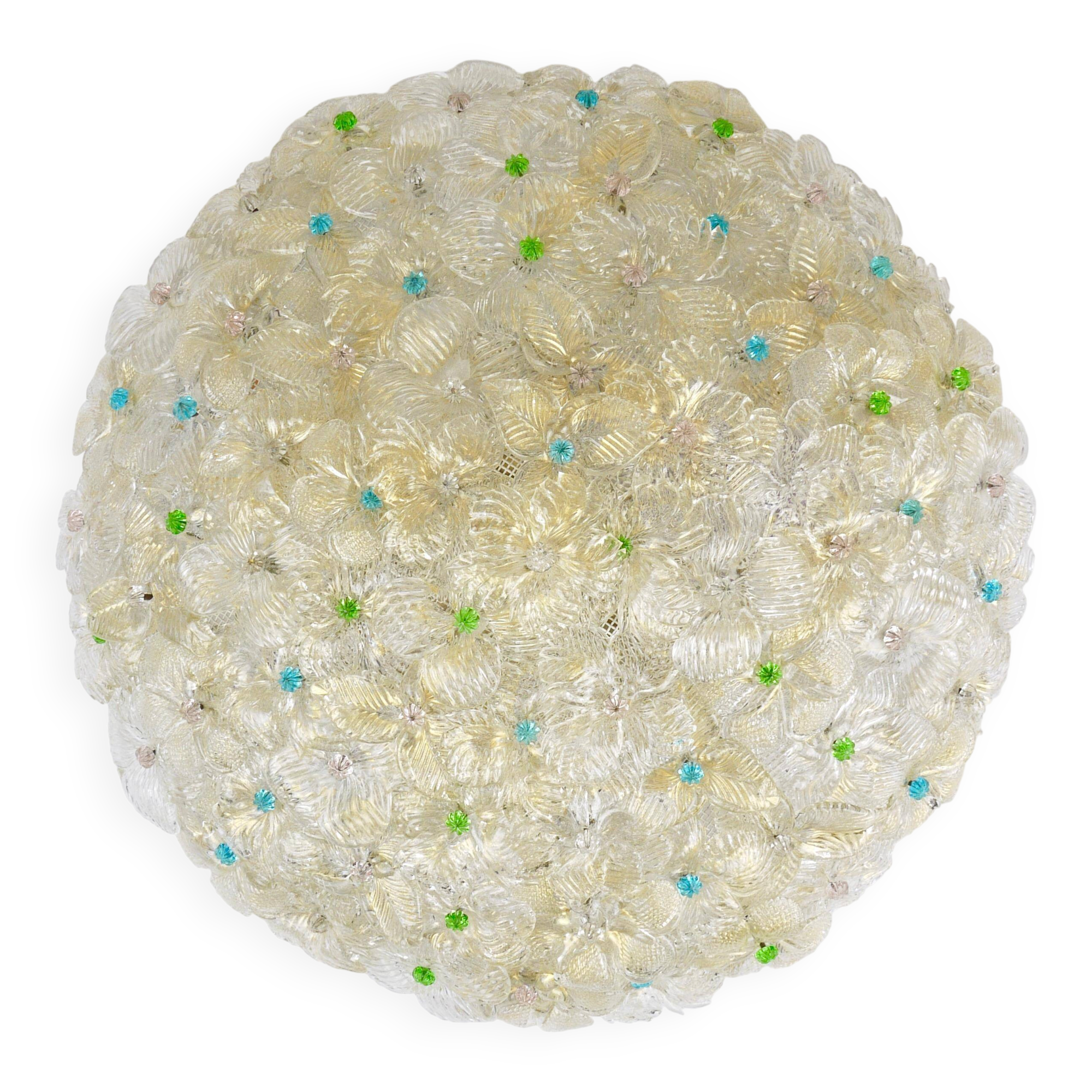 Barovier & Toso Grande Plafonnier Fleur en Verre de Murano Millefiori, Italie, Années 1960