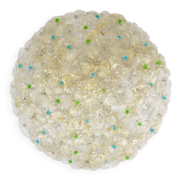 Barovier & Toso Grande Plafonnier Fleur en Verre de Murano Millefiori, Italie, Années 1960