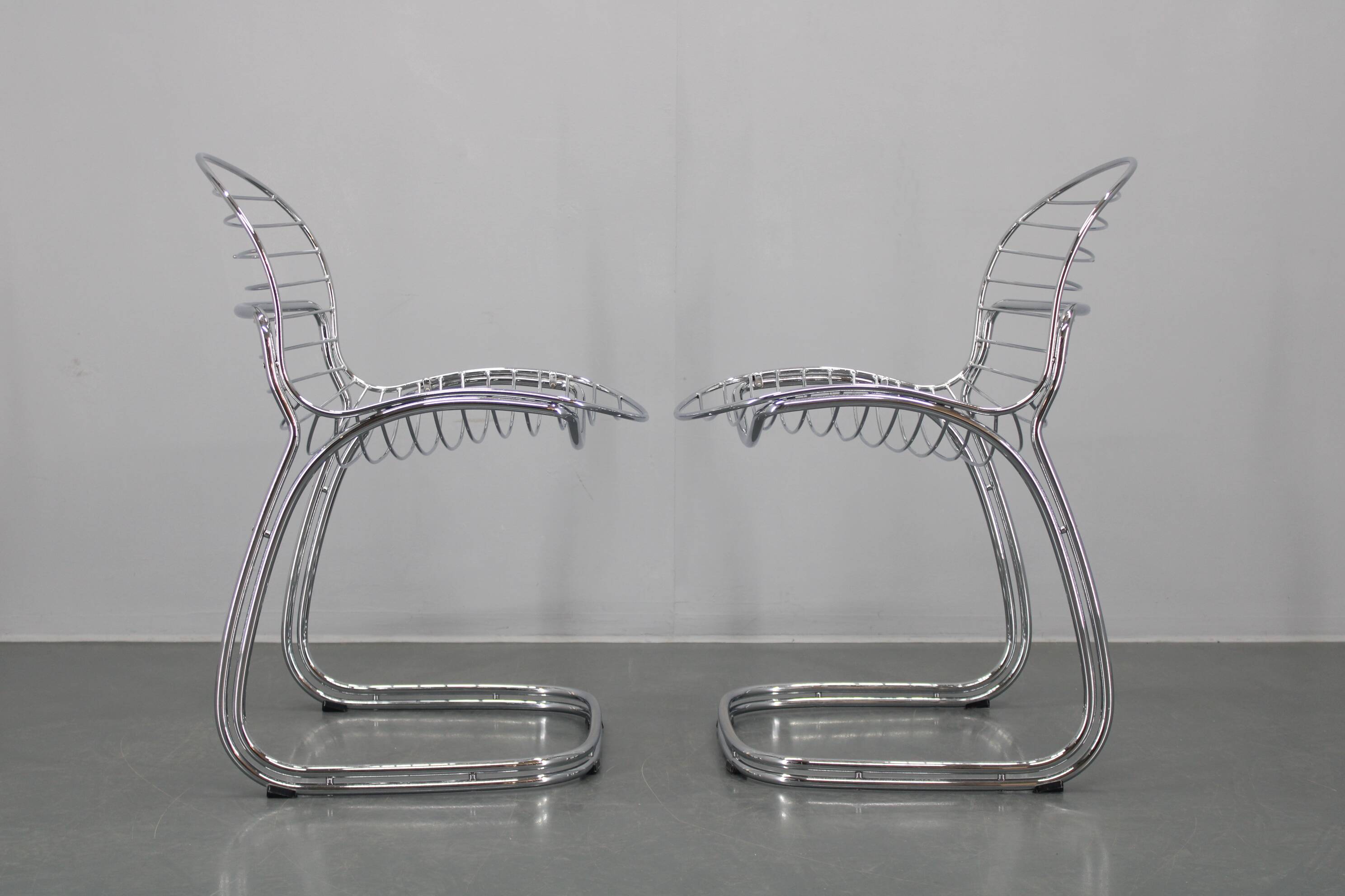 1970s Pair of Gastone Rinaldi Chromed Steel Chairs for Rima, Italy