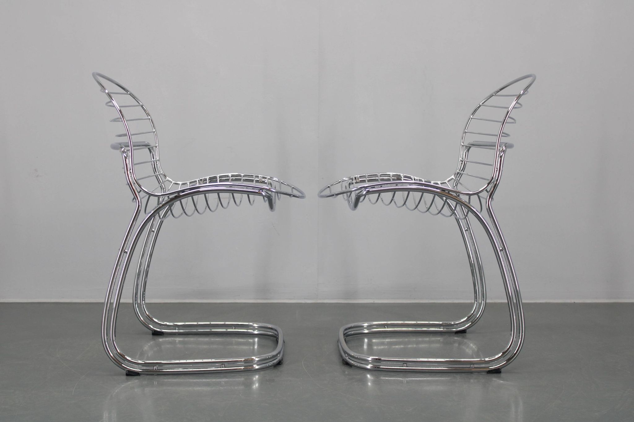1970s Pair of Gastone Rinaldi Chromed Steel Chairs for Rima, Italy