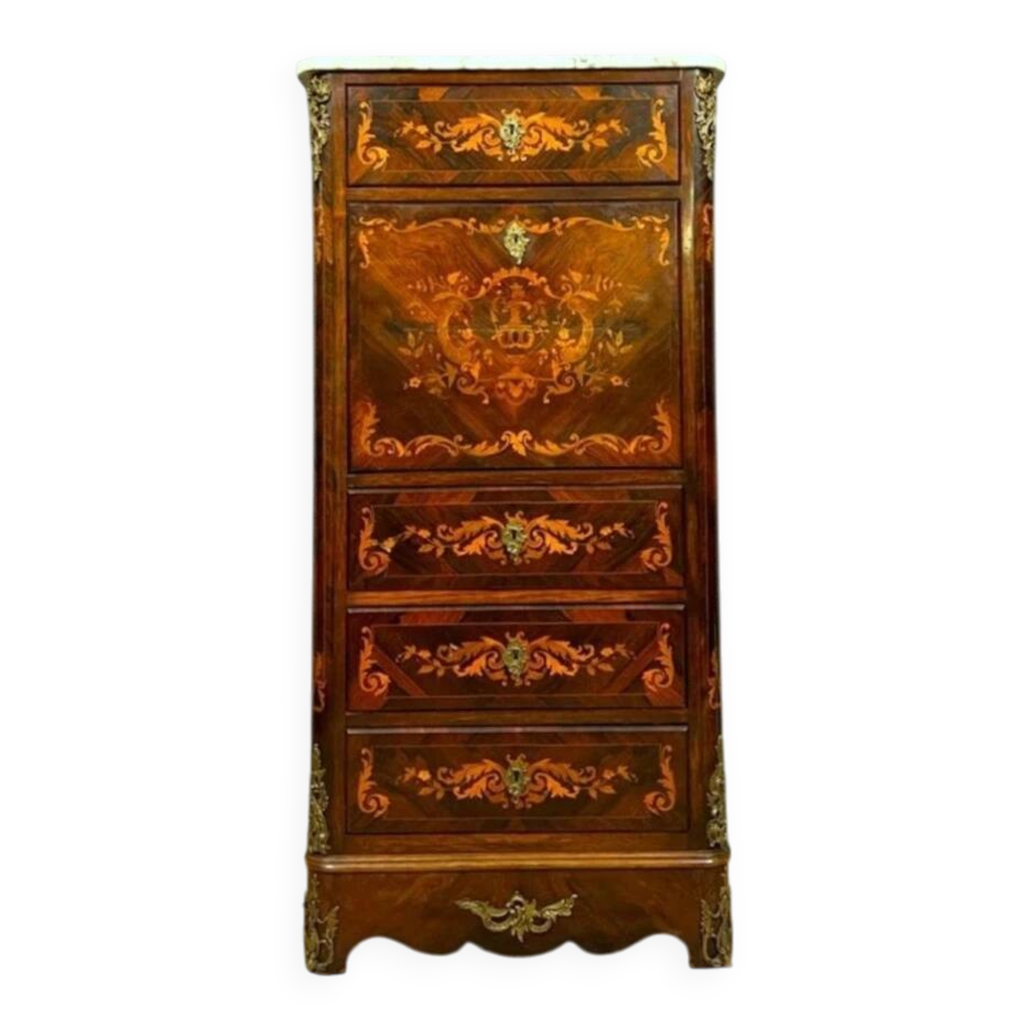Napoleon III period lady's secretary in precious wood marquetry