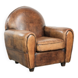 Armchair made of sheepskin leather in Art Deco design with beautiful patina