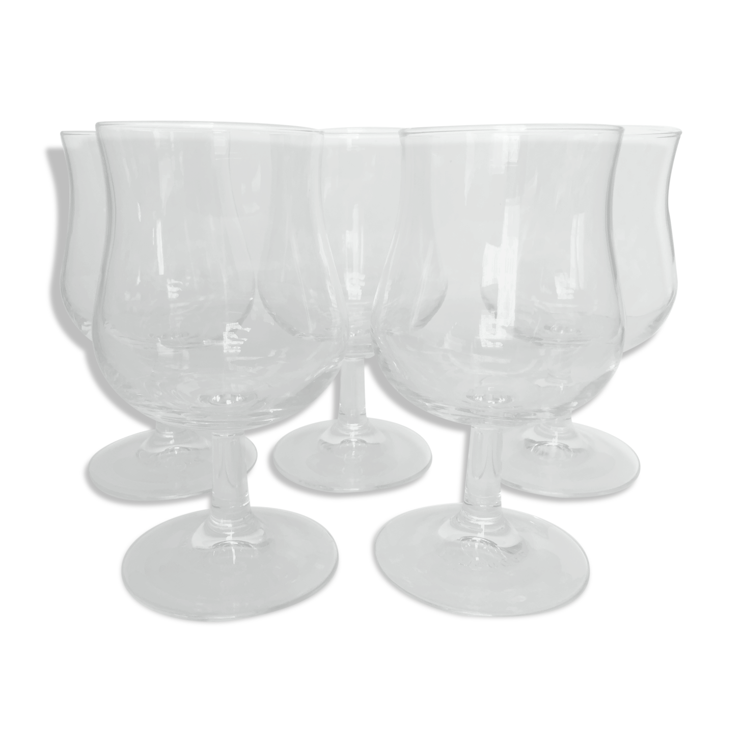 Set of 5 burgundy wine glasses
