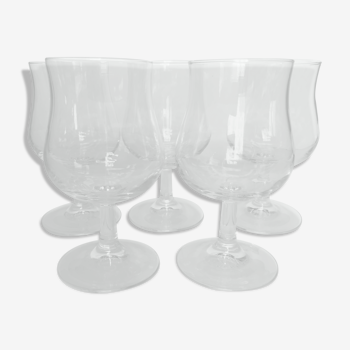 Set of 5 burgundy wine glasses
