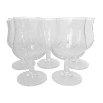 Set of 5 burgundy wine glasses