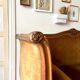 Bench, roller daybed in chiseled wood and ocher velvet, mid-19th century