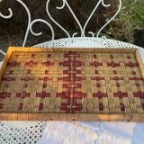 70s rattan tray