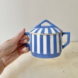 Fox trott sugar bowl from sarreguemines, 1930s, vintage art deco earthenware