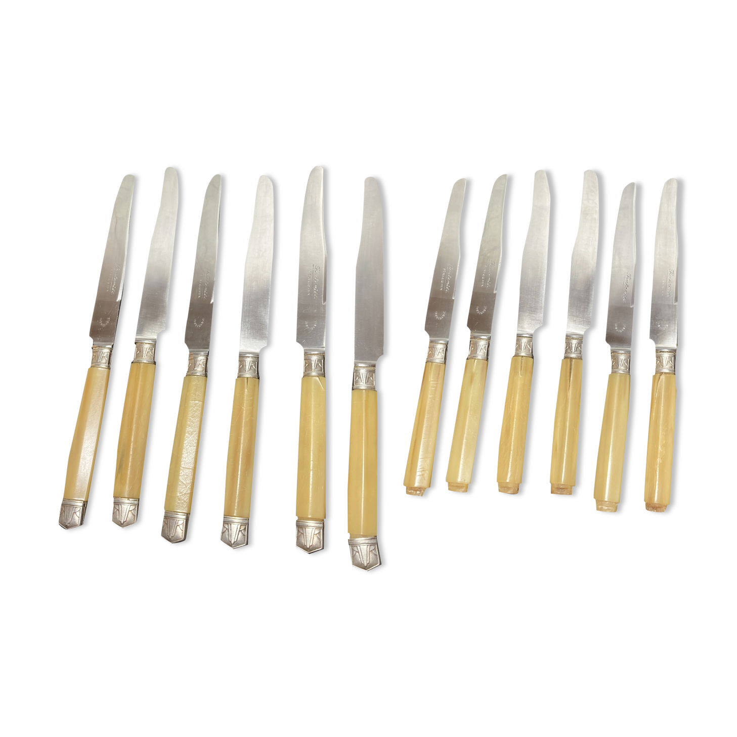 12 antique stainless steel dessert knives