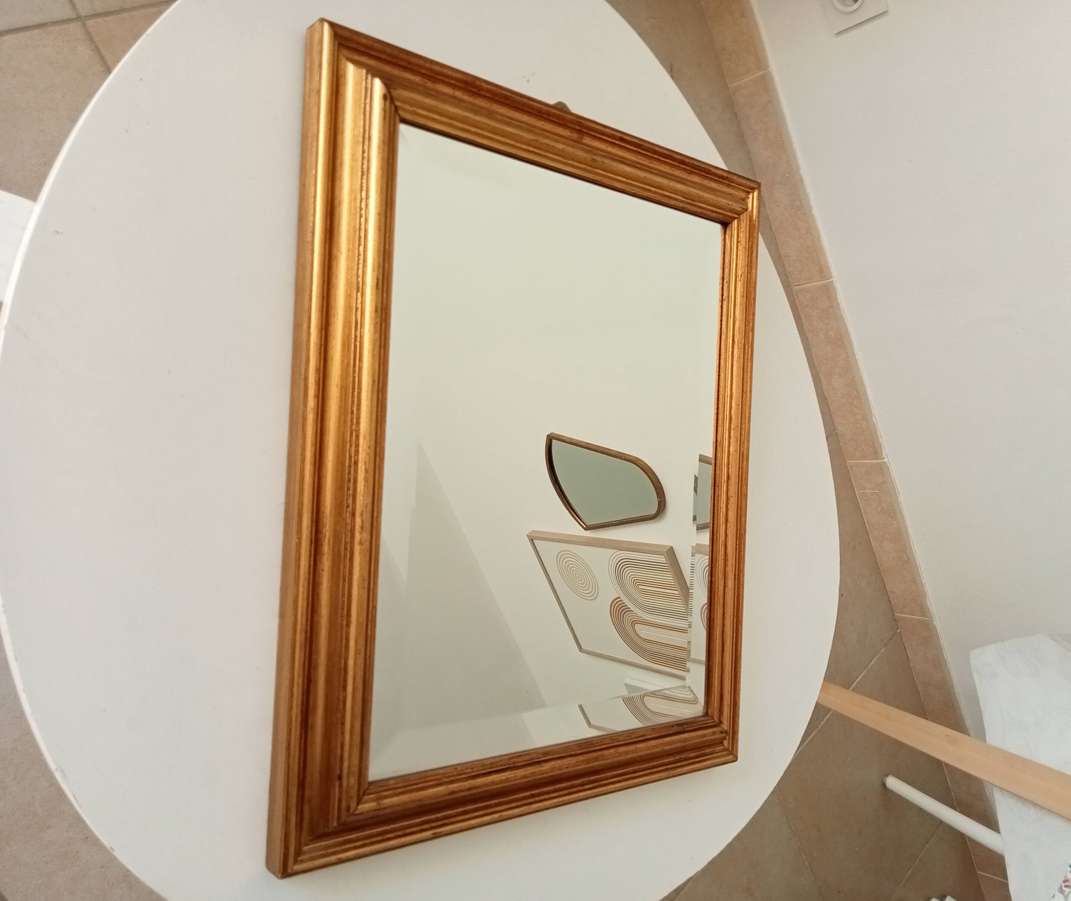 Vintage gold mirror beveled glass 47.5*37.5