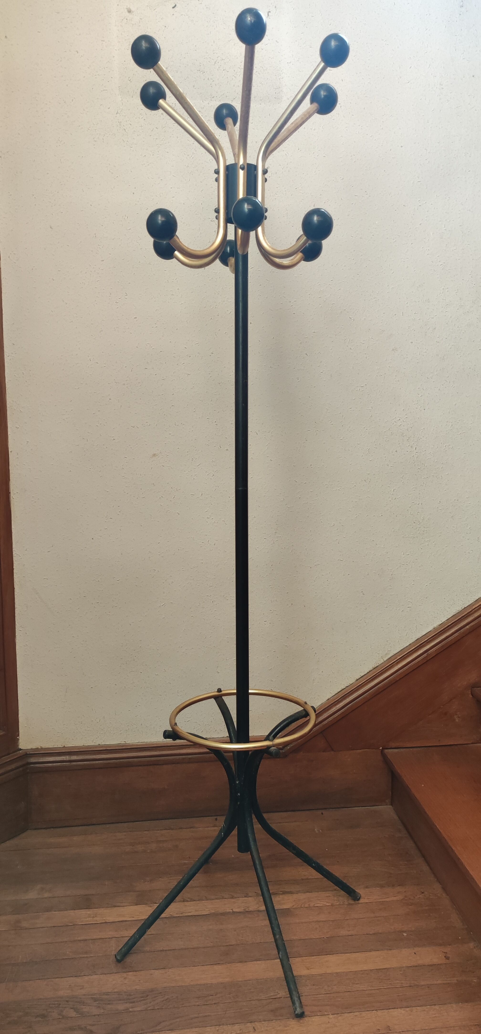 Vintage metal coat rack black and gold