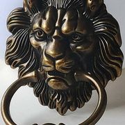 Antique Lion Head Door Knocker/Knocker, with Antique Bronze Patina 16 x 12 cm