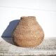 Old basket, burgundy straw and bramble, woven basket, interior decoration