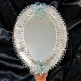 Miroir de main en verre vénitien, années 1970